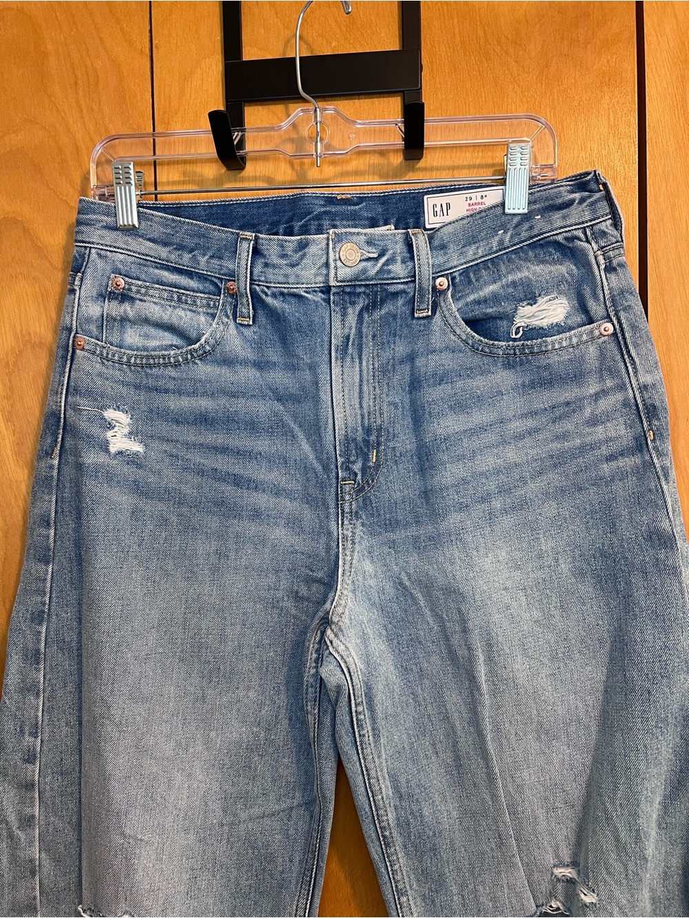 Women’s Gap Distressed Wide-Leg Barrel Jeans Size 29 - Picture 7 of 13